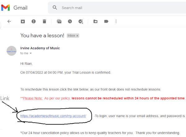 Lesson email